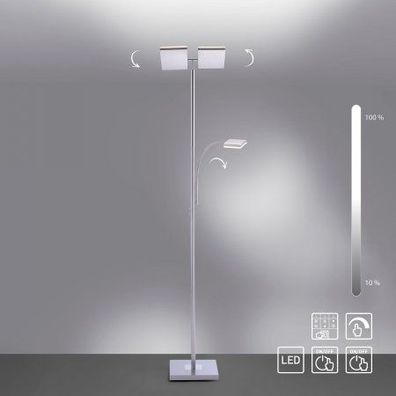 JUST LIGHT 11725-55 RUBEN LED Stehleuchte mit Lesearm 3000K dimmbar stahlfarben