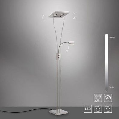 JUST LIGHT 11776-55 HELIA LED Stehleuchte eckig mit Lesearm 3000K dimmbar stahlarben