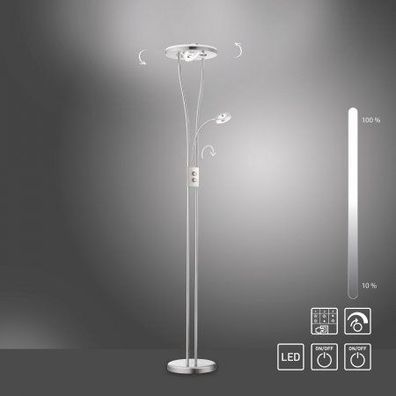 JUST LIGHT 11778-55 HELIA LED Stehleuchte rund mit Lesearm 3000K dimmbar stahlfarben