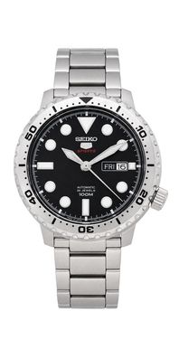 Seiko Herrenuhr 5 Sports Automatik Schwarz Edelstahl SRPC61J1