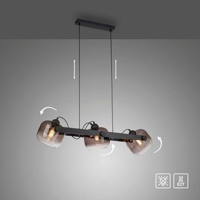 JUST LIGHT 15753-18 CUP 2.0 Pendelleuchte 3-flammig schwarz Rauchglas