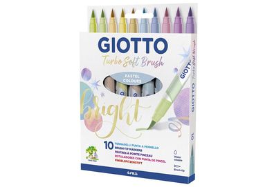 GIOTTO Pinsel-Fasermaler "Turbo Soft Brush Pastel" 10er Etui 666074