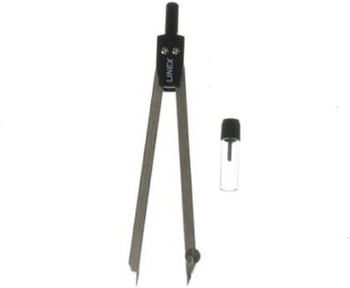 Linex 100412042 162 Schul-Zirkel, Schenkelmaß 140 mm, Ersatzmine, aus Metall, silber