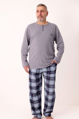Herren Pyjama Set Plus Size Schlafanzug Übergröße Baumwolle 2tlg Kariert 2XL-5XL