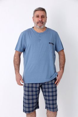 Herren Pyjama-Set Plus-Size Schlafanzug Übergröße 100% Baumwolle Kariert XL-4XL
