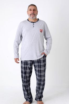 Teilen Herren Pyjama Set Plus-Size Übergröße Schlafanzug Baumwolle Kariert 2XL-5XL