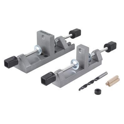 wolfcraft Universal-Holzdübel-Set 3750000 Bohrlehre Brettspanner 40 Dübel