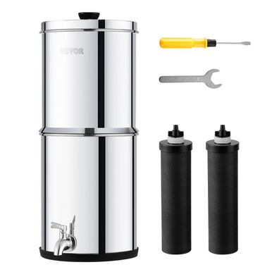 VEVOR Schwerkraft Wasserfilter Edelstahl 4,4 + 5,5 L mit 2 Kohlefiltern