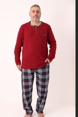 Teilen Herren Pyjama Set Plus Size Schlafanzug Übergröße 2tlg Baumwolle Kariert 2XL-5