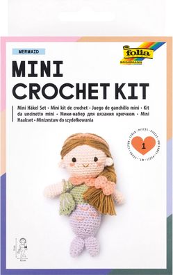 folia 23923 - Mini Crochet Kit Mermaid, 1 Stück - Häkelset in Form einer Meerjungfrau
