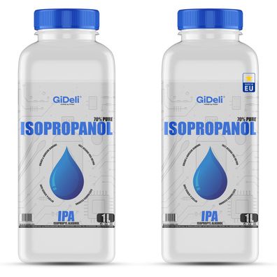 GiDeli Isopropanol 70% 2 x 1 Liter Reiniger Hochprozentiger Isopropylalkohol IPA