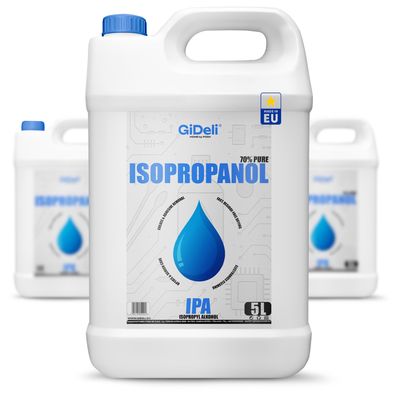 GiDeli Isopropanol 70% 3 x 5L Liter Reiniger Hochprozentiger Isopropylalkohol IPA
