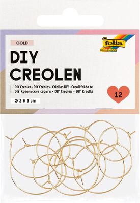 folia Creolen Set Ohrringe 12 Stk. Schmuckzubehör Schmuck Gold