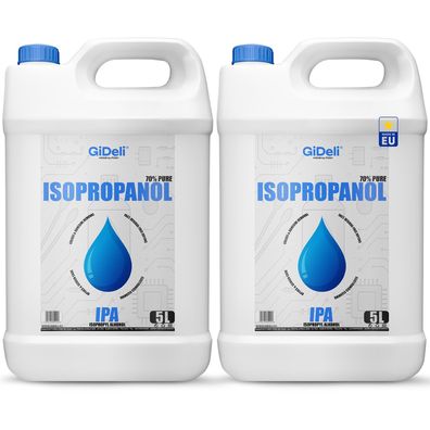 GiDeli Isopropanol 70% 2 x 5L Liter Reiniger Hochprozentiger Isopropylalkohol IPA