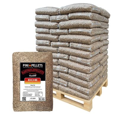 PINI Hartholz Pellets 6 mm 100% Eiche 975 kg Palette Holzpellets