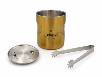 Tekirda- Rak-s- Gold Series Eisbehälter Set - Edelstahl Eiskübel mit Deckel & E