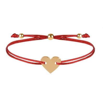 Corded bracelet with red / gold heart