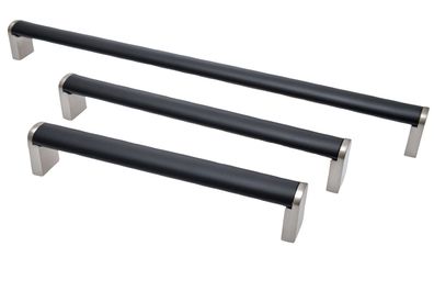 Möbelgriffe BA 160 - 320mm Küchengriff Schwarz & Edelstahloptik Türgriff Modern