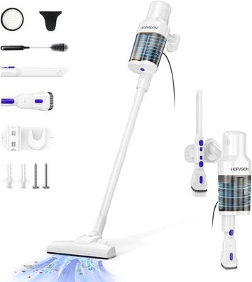 Hopvision Akku Staubsauger mit LED-Anzeige Akkusauger beutellos 600W Weiß NEU!