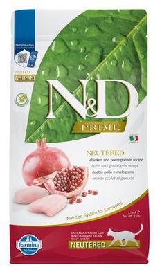 Farmina N&D; Cat PRIME Neutered Chicken & Pomegranate Adult 1,5 kg