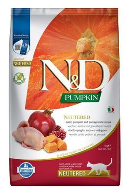 Farmina N&D; Cat Pumpkin für kastrierte Katzen – Wachtel & Granatapfel 5 kg