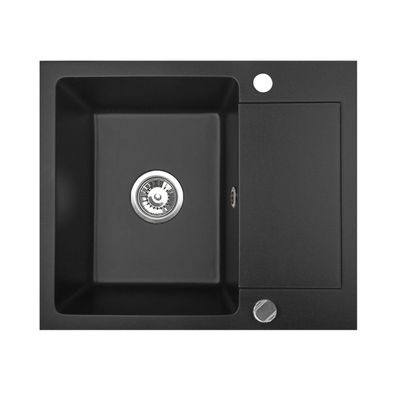 Manestein Granitspüle Cordeo 59 rechteckig 59 x 50 cm mit Abtropffläche Schwarz
