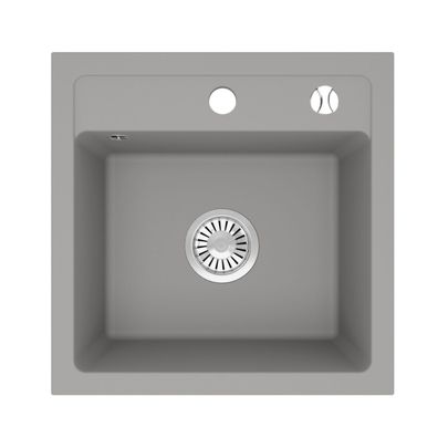 Manestein Granitspüle Bella quadratisch 44 x 44 cm mit Siphon Grau