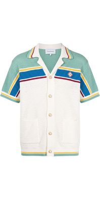 Casablanca Crocheted Cotton Tennis Shirt Herren Grün Weiß