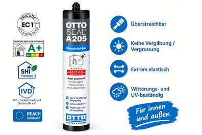 Ottoseal A 205 Acryl Dichtstoff 310ml Fugenmasse Maleracryl Fugendicht Dichtmasse