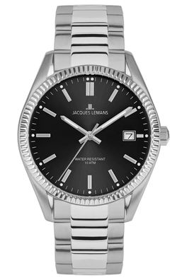 Jacques Lemans Herrenuhr Derby Edelstahl/Schwarz 50-3A