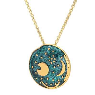 trendor Schmuck Damenkette mit Himmelsscheibe von Nebra Silber grün/gold ? 20 mm 214