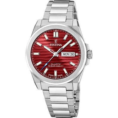 Festina Herren-Armbanduhr Stahl/Rot mit Saphirglas F20073/6