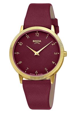 Boccia Quarzuhr für Damen Titan Bordeauxrot/Goldfarben 3381-03