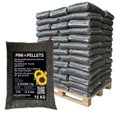 PINI Sonnenblumenschalen Pellets 6 mm Heizpellets 975 kg Palette