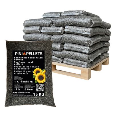 PINI Sonnenblumenschalen Pellets 8 mm Heizpellets 480 kg Palette