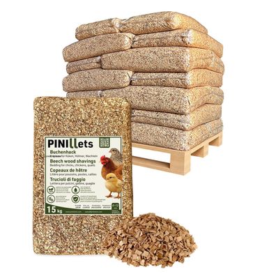 PINI Buchenhack 300 kg staubfreie hygienische Einstreu grob für Küken Hühner
