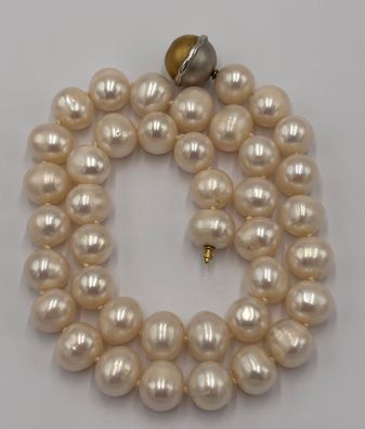 ANTIKE Südssee-perlenkette mit 14K/0,585 Gold Kugelverschluss -ELEGANT