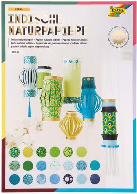 folia 550401 - Kreativblock Colours of India "Kerala", handgemachtes Papier, 20 Blatt