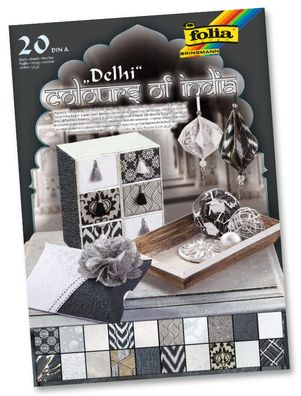 folia 550405 - Kreativblock Colours of India "Delhi", handgemachtes Papier, 20 Blatt