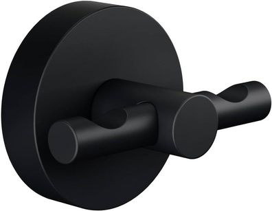 tesa MOON BLACK Bademantelhaken, matt schwarz - für Bäder im Industrial Style und mod