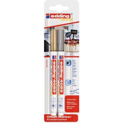 Edding Kreidemarker 4085 2er-Blister gold+silber extra dünn