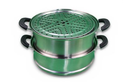 VEVOR Dampfgarer Topf 28 cm Edelstahl 3 Etagen mit Glasdeckel Induktion