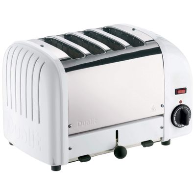 Dualit Toaster 4 Scheiben Weiß Edelstahl 4-Schlitz mit Timer und Auswurfhebel