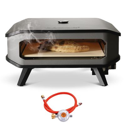 Cozze Gas-Pizzaofen 17 Zoll 8,0 kW mit Pizzastein Thermometer Regler Schlauch