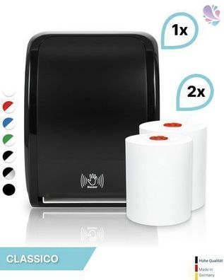 SET: Handtuchrollenspender SENSOR, berührungslos, Blanc Cosmos verschied. Farben + 2