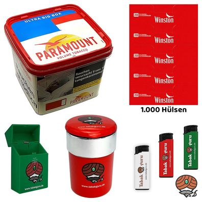 Paramount Volumentabak Ultra Big Box 530g, Winston Hülsen Autoascher Feuerz. Box
