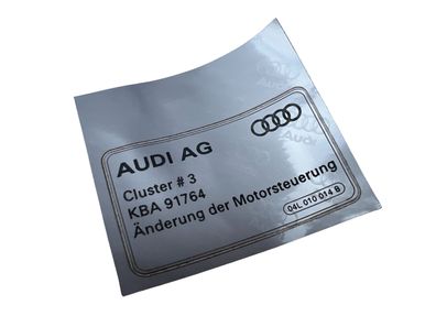 Original Kennschild Aufkleber Audi Notice Logo Änderung der Motorsteuerung #3