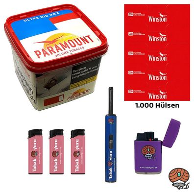 Paramount Volumentabak Ultra Big Box 530g, Winston Hülsen, Feuerzeuge
