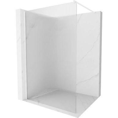 Mexen Kioto Duschwand 70x200 cm, Rillenoptik, Weiß, 8 mm Hartglas