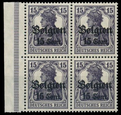 BES. 1WK Landespost Belgien Nr 16bII postfrisch Viererb X44372A